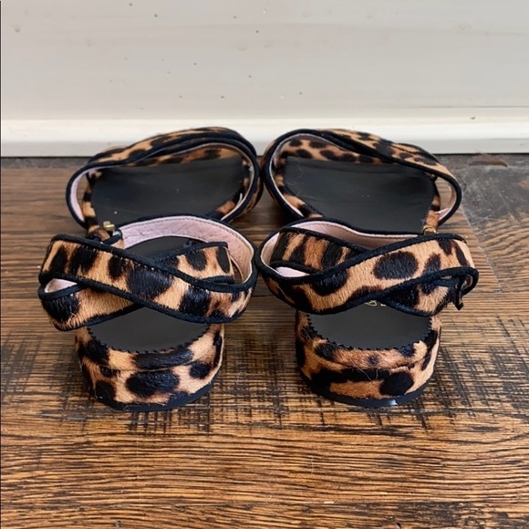 J. Crew cross-strap sandal leopard calf hair AJ151 - Picture 2 of 3
